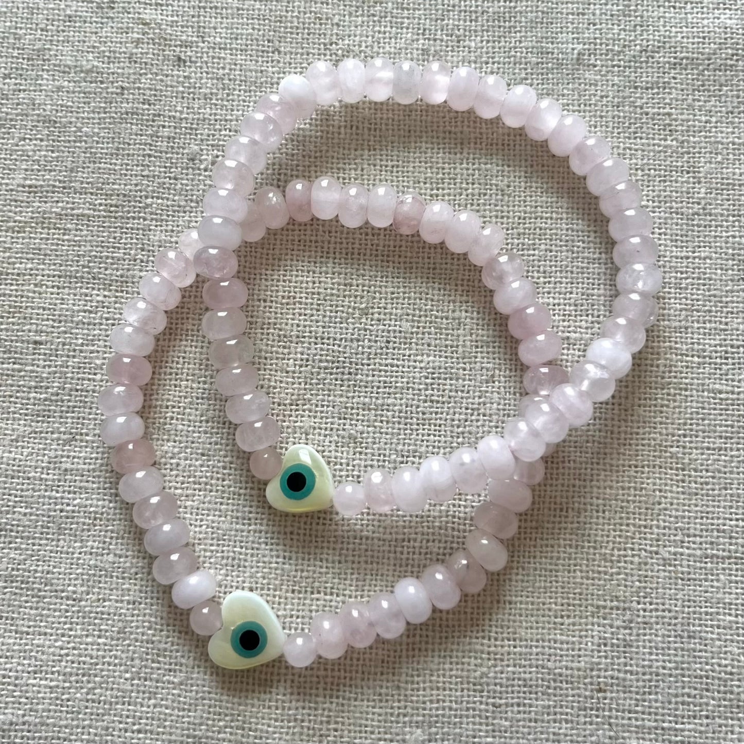 Hera’s Heart Evil Eye Protection Bracelet - Rose Quartz
