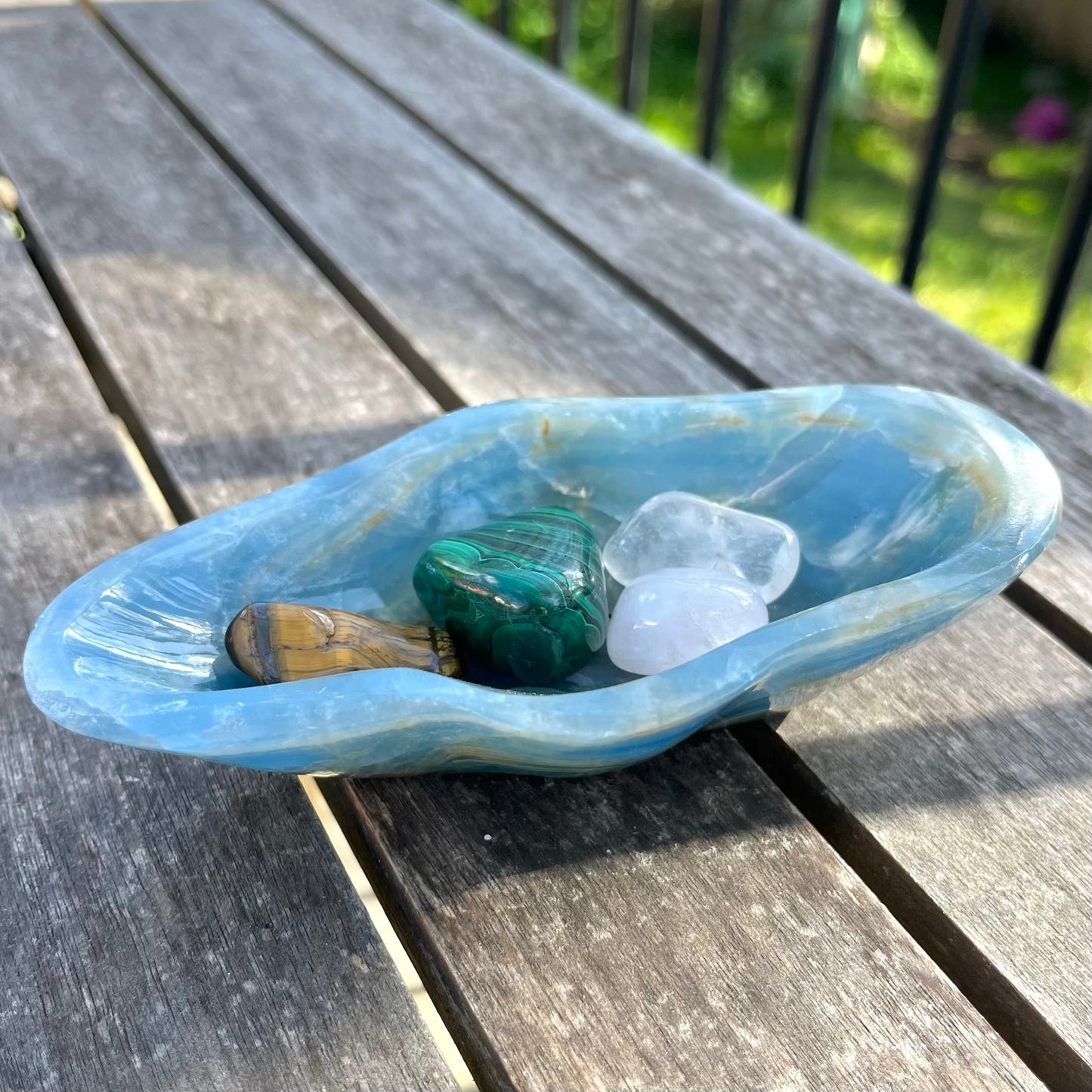 Blue Onyx Large Crystal Bowl - Calm, Peace, Grounding