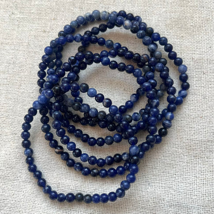 Sodalite 4mm Beaded Bracelet - Emotional Balance