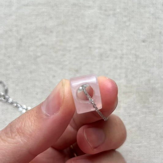 Rose Quartz Heart Pendant - Sterling Silver