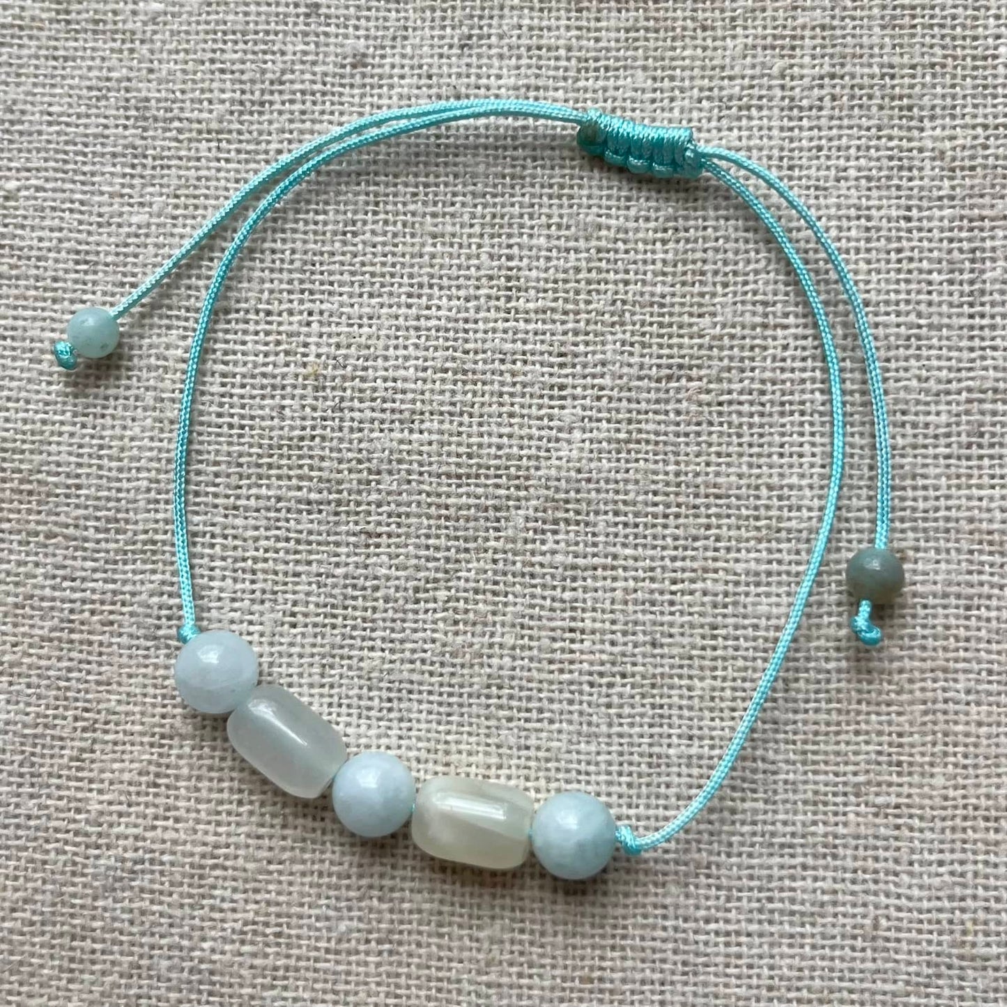 Moonstone & Aquamarine Cord Bracelet