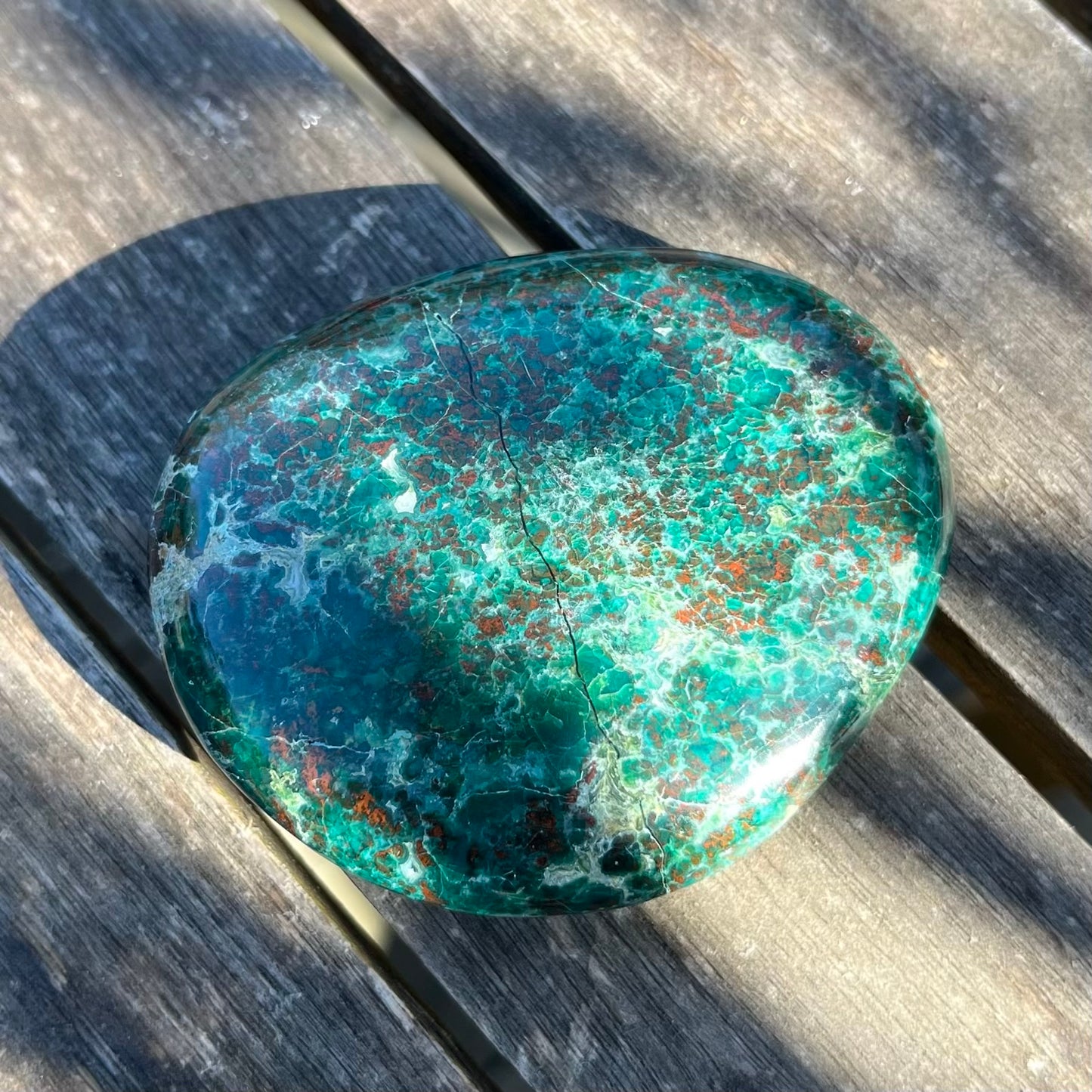 Chrysocolla Palm Stone Crystal - Emotional Healing, Inner Wisdom
