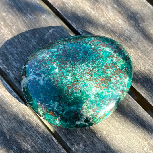 Chrysocolla Palm Stone Crystal - Emotional Healing, Inner Wisdom