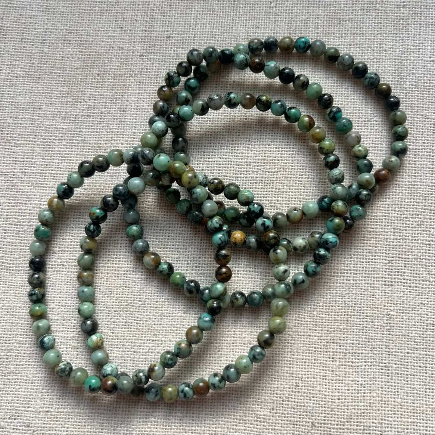 African Turquoise 4mm Beaded Bracelet - Prosperity