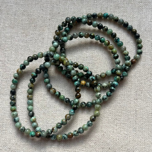 African Turquoise 4mm Beaded Bracelet - Prosperity