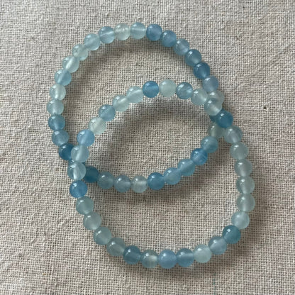 Blue Calcite 6mm Beaded Bracelet - Tranquility