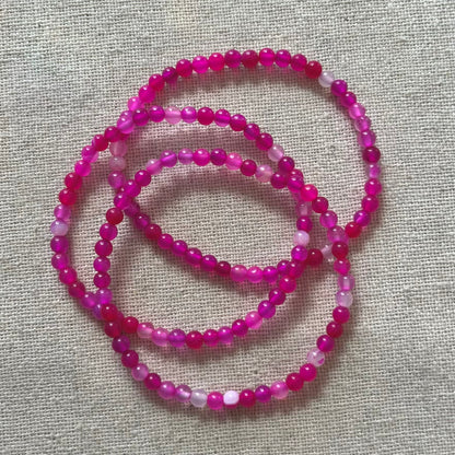 Pink Agate 4mm Beaded Bracelet - Nurturing