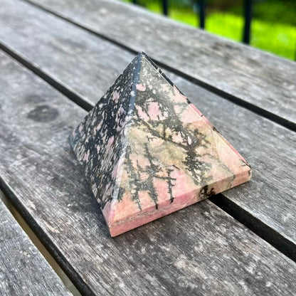 Rhodonite Medium Pyramid Crystal - Compassion, Love