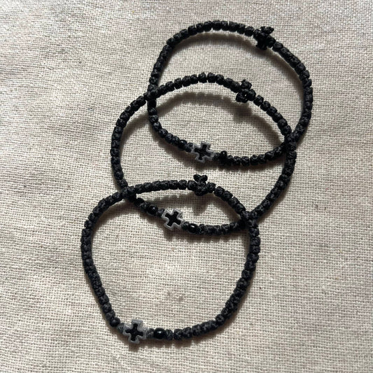 Komboskini Cross Bracelet - Black