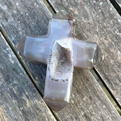 Agate Medium Cross Crystal - Grounding, Harmonising, Protective