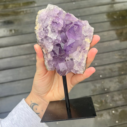 Amethyst Cluster on Metal Stand