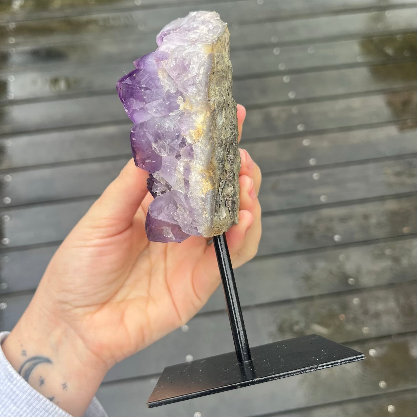 Amethyst Cluster on Metal Stand
