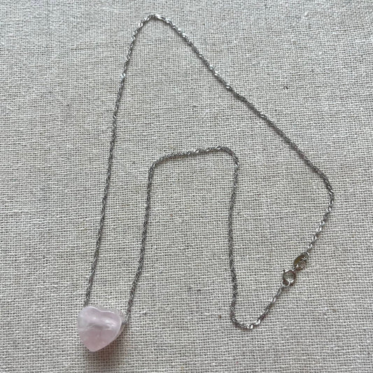Rose Quartz Heart Pendant - Sterling Silver