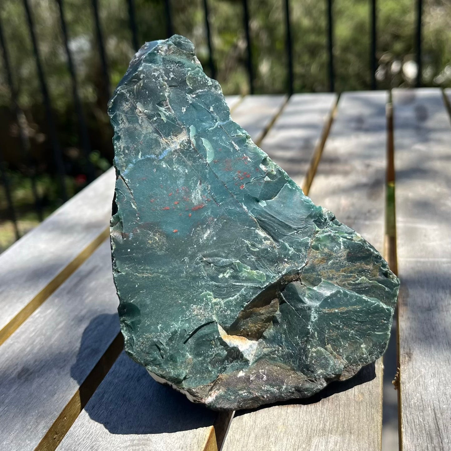 Bloodstone XL Base Cut Crystal - Vitality, Courage, Strength