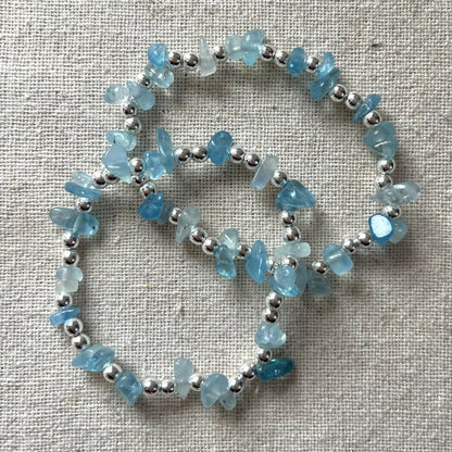 Pretty Protection Bracelet - Aquamarine & Silver Hematite