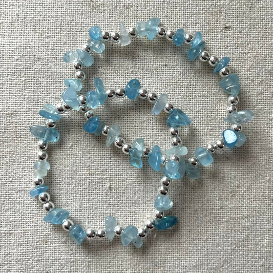 Pretty Protection Bracelet - Aquamarine & Silver Hematite