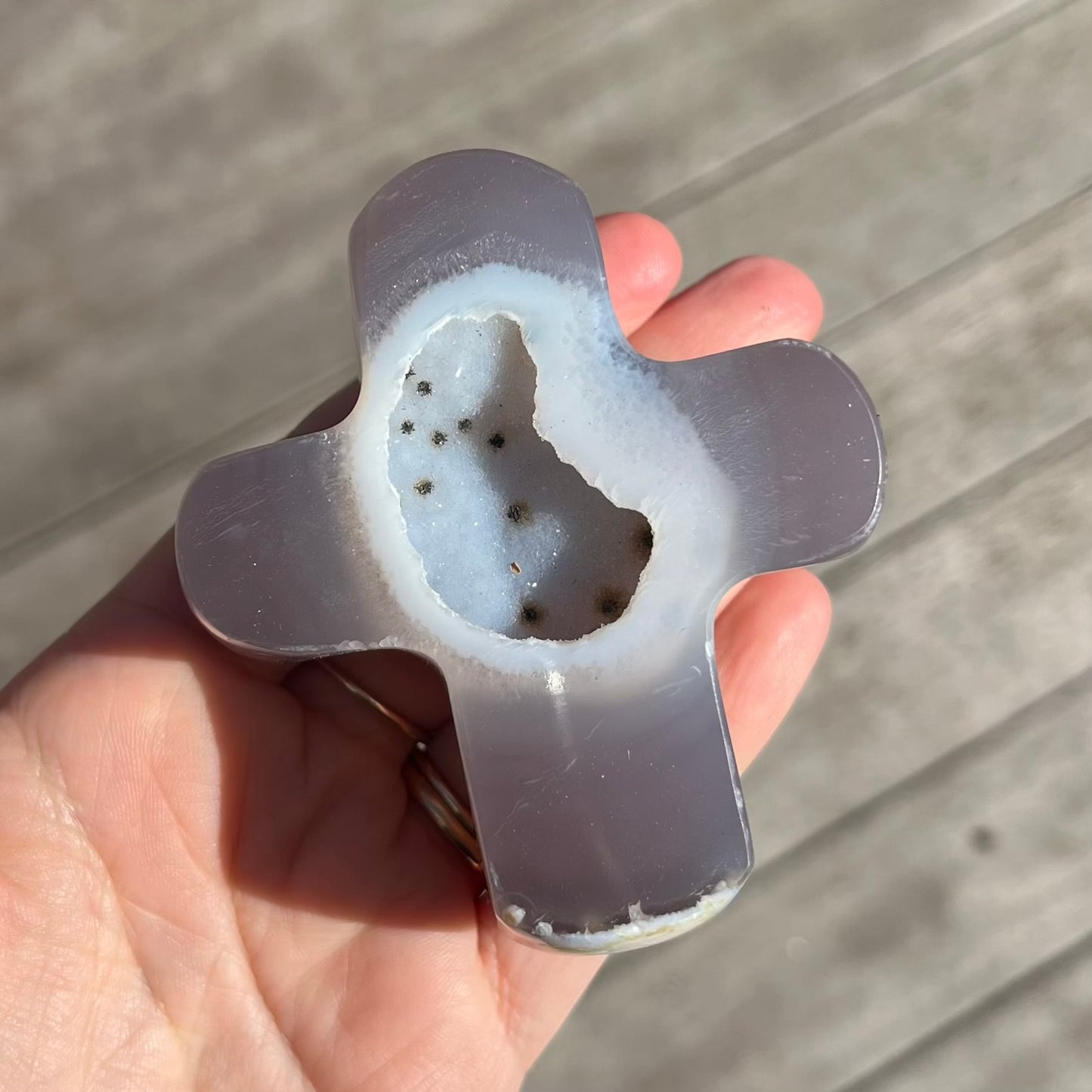 Agate Medium Cross Crystal - Grounding, Harmonising, Protective