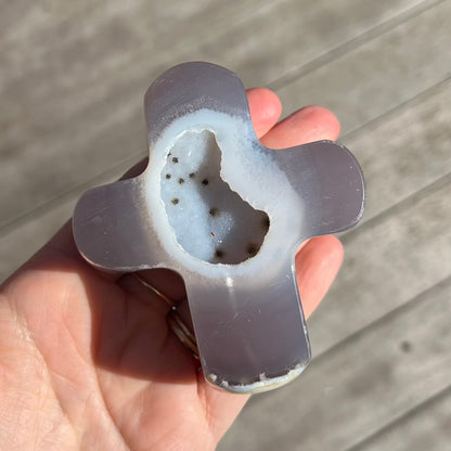 Agate Medium Cross Crystal - Grounding, Harmonising, Protective