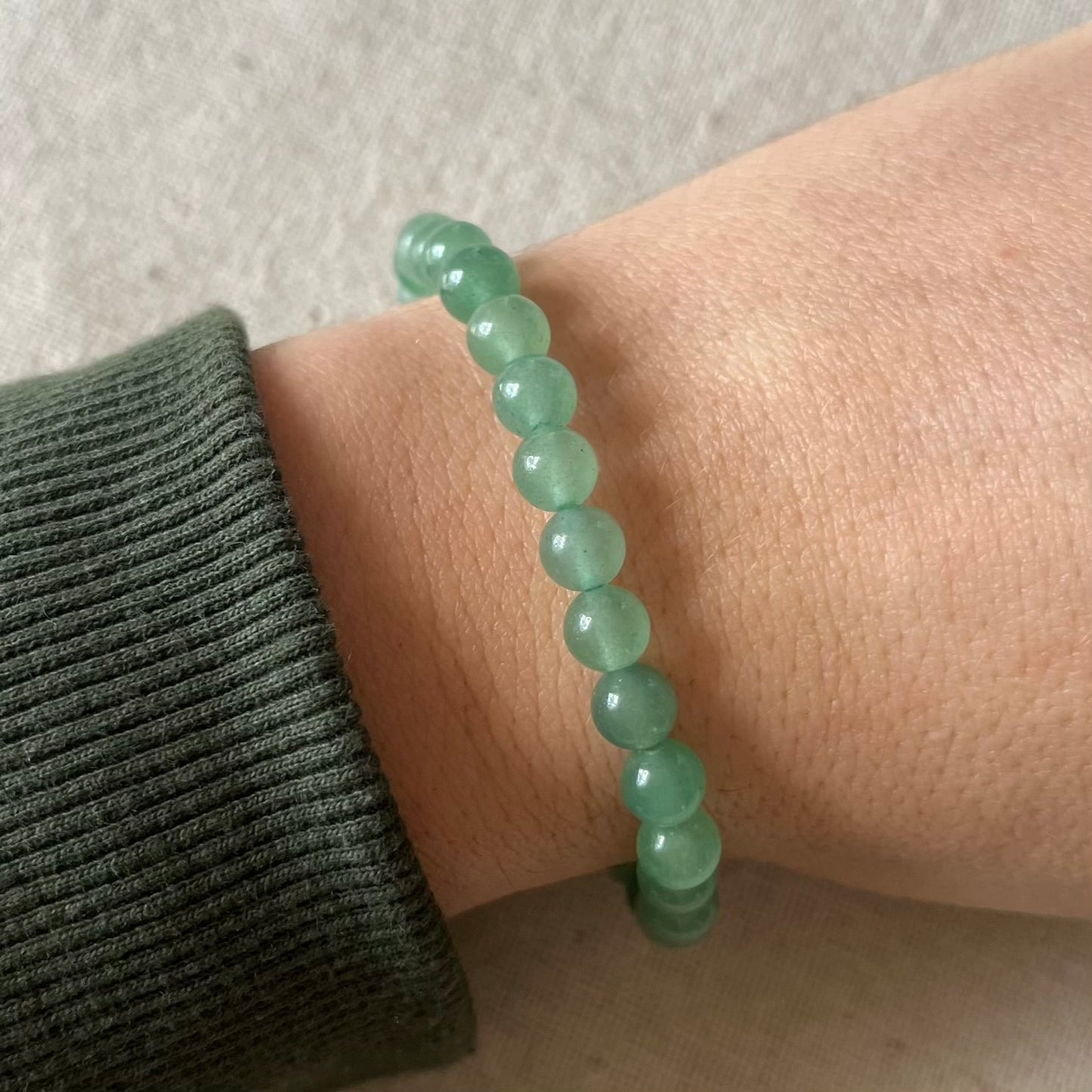 Green Aventurine 6mm Beaded Bracelet - Prosperity