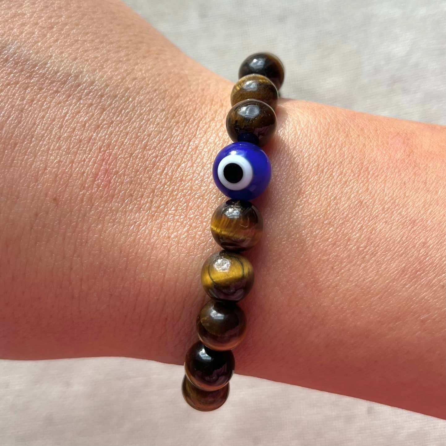 Protection Evil Eye Bracelet - Tiger Eye 8mm