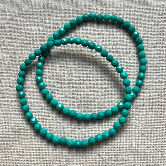 Green Turquoise 4mm Facet Beaded Bracelet - Wisdom