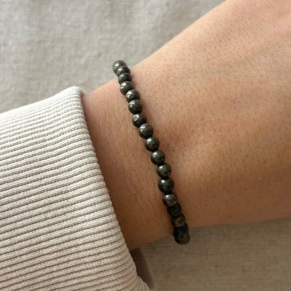 Pyrite 4mm Beaded Bracelet - Wealth