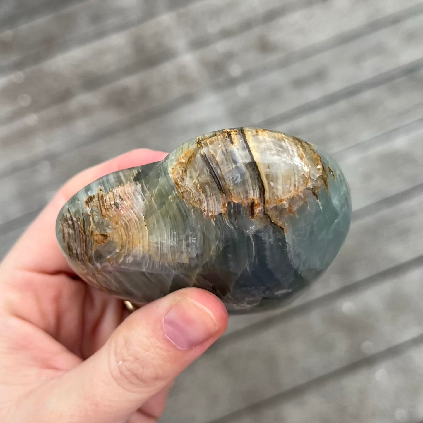 Blue Onyx Medium Heart Crystal - Calm, Peace, Grounding