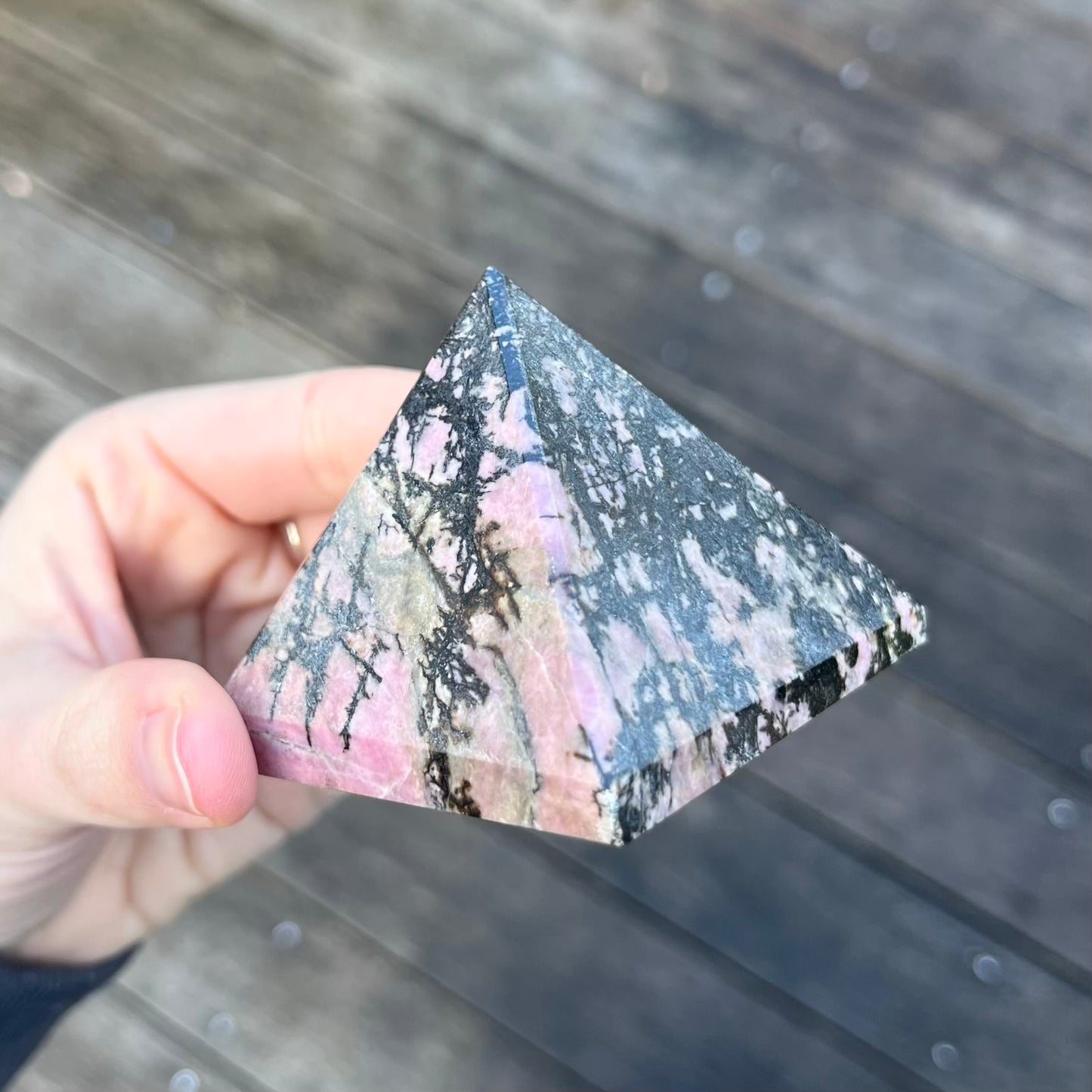 Rhodonite Medium Pyramid Crystal - Compassion, Love