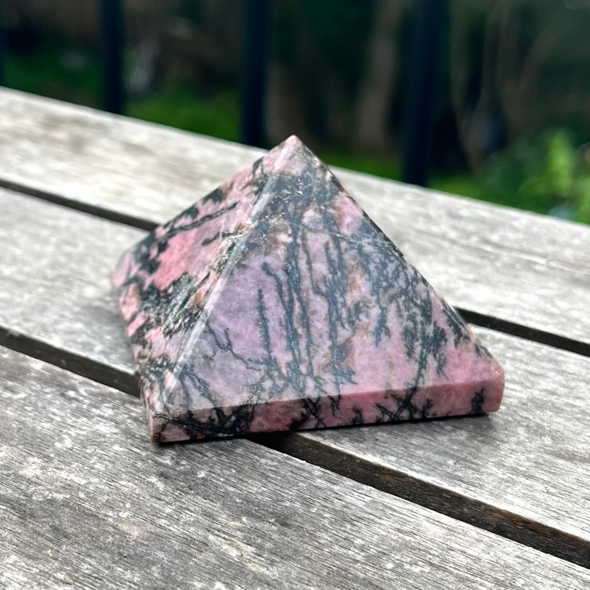 Rhodonite Medium Pyramid Crystal - Compassion, Love