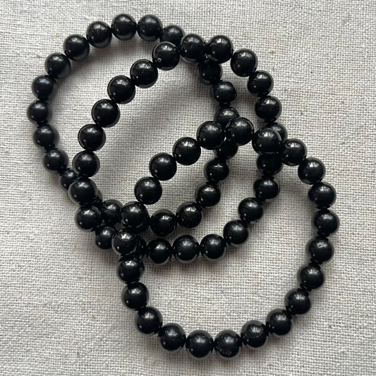 Black Jet 8mm Beaded Bracelet - Safety