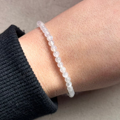 Moonstone 4mm Beaded Bracelet - Intuition