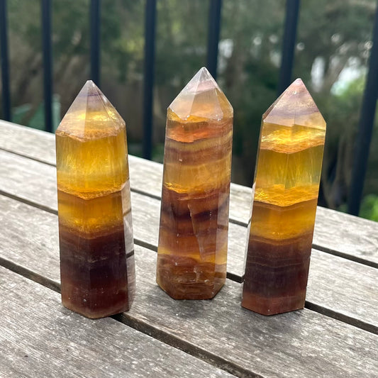 Golden Fluorite Medium Point Crystal - Clarity, Confidence, Focus