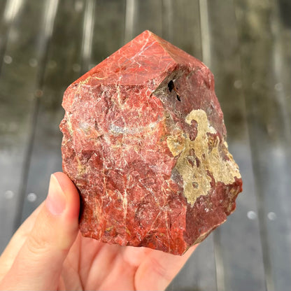 Red Jasper Medium Raw Point Crystal - Strength, Stability, Resilience