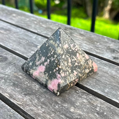 Rhodonite Medium Pyramid Crystal - Compassion, Love