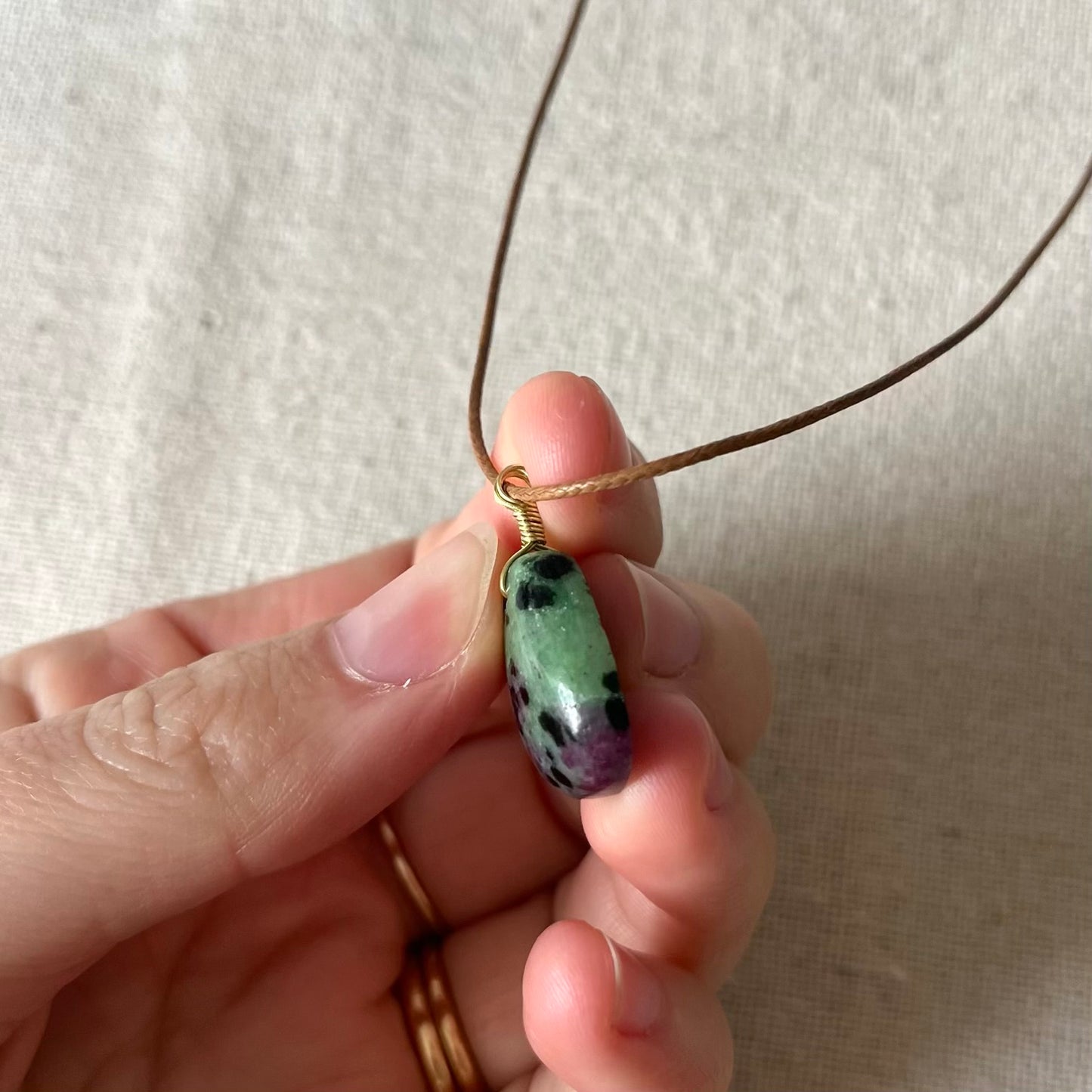Ruby Zoisite Cabochon Pendant - ONE OF A KIND