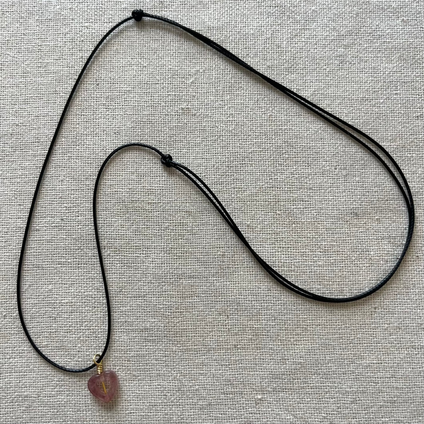 Mini Heart Pendant - Strawberry Quartz