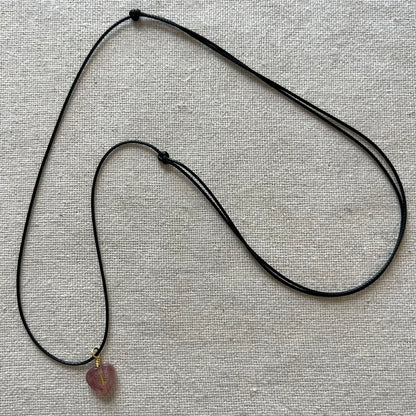 Mini Heart Pendant - Strawberry Quartz