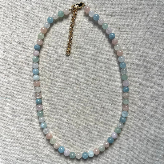 Morganite 6mm Beaded Necklace - Divine Love