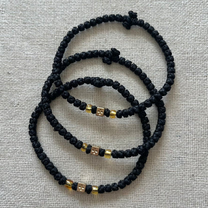 Komboskini Gold Cross Bracelet - Black