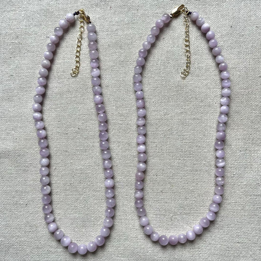 Kunzite 6mm Beaded Necklace - Emotional Healing