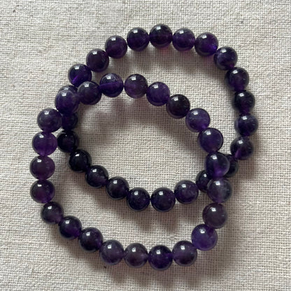 Amethyst 8mm Beaded Bracelet - Spiritual Protection