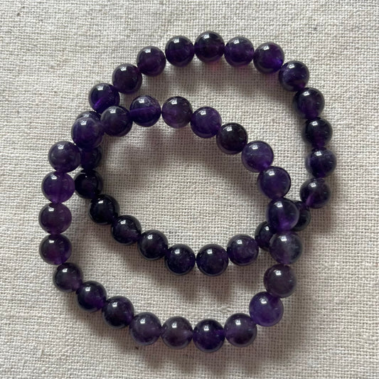 Amethyst 8mm Beaded Bracelet - Spiritual Protection