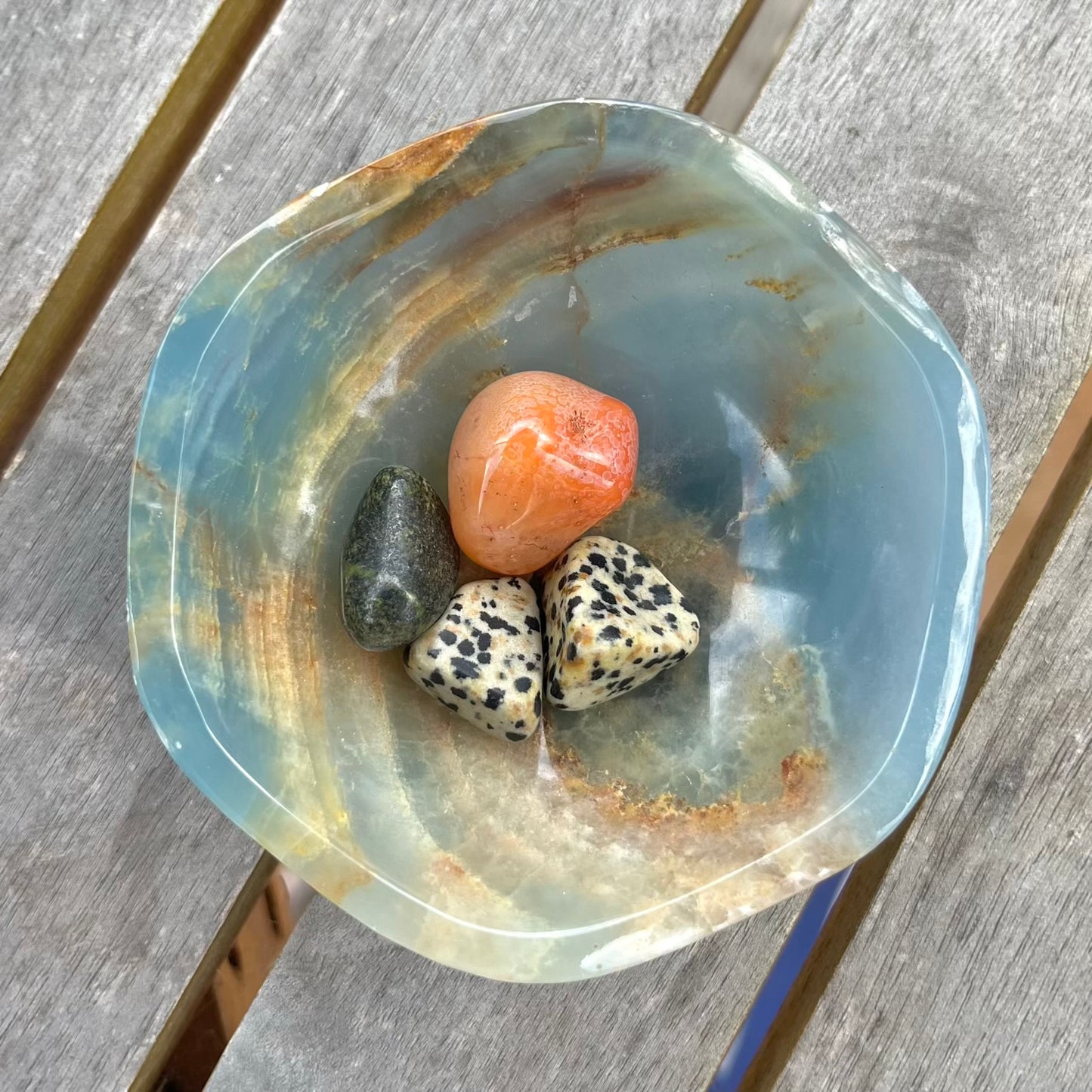 Blue Onyx Medium Crystal Bowl - Calm, Peace, Grounding
