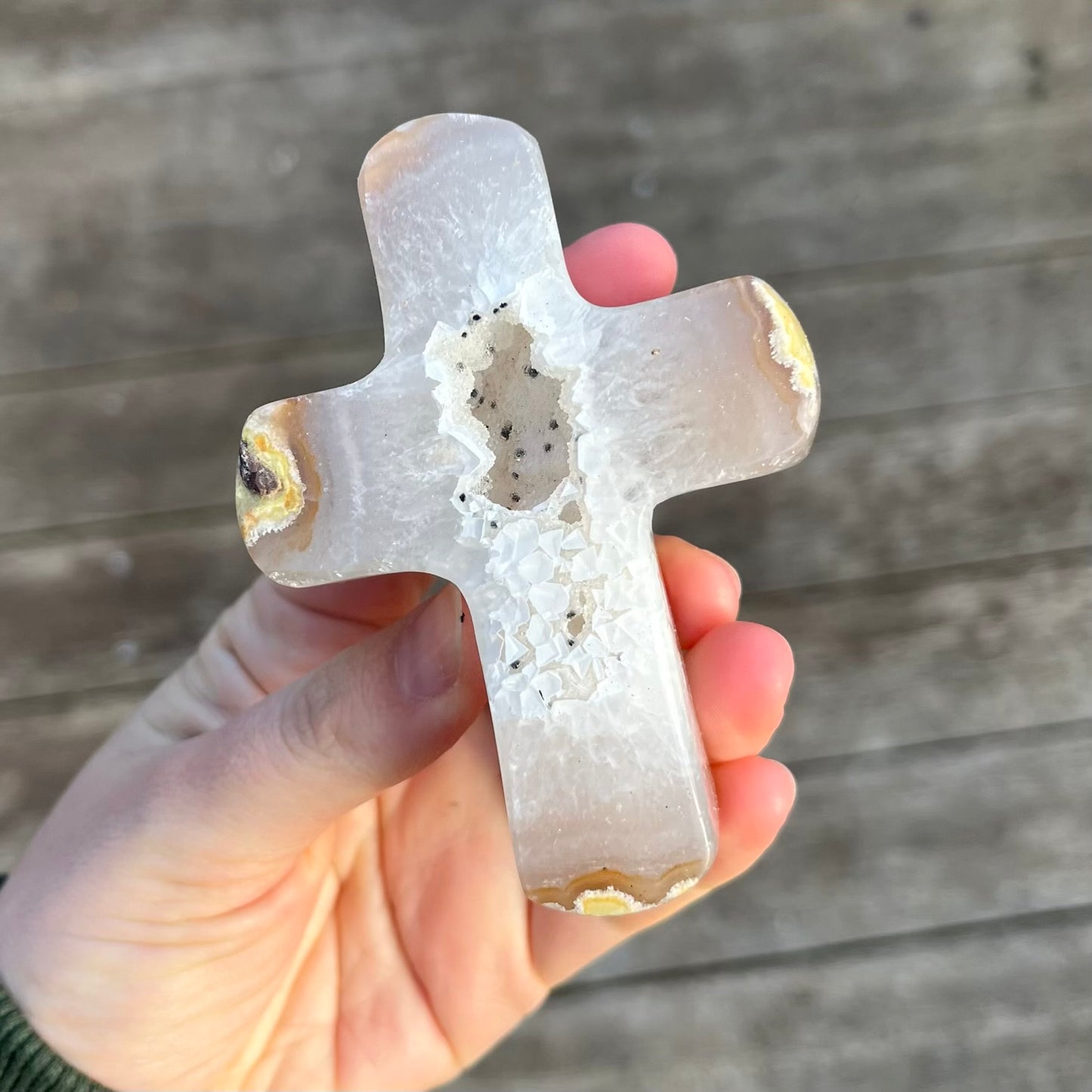 Agate Medium Cross Crystal - Grounding, Harmonising, Protective