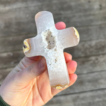 Agate Medium Cross Crystal - Grounding, Harmonising, Protective