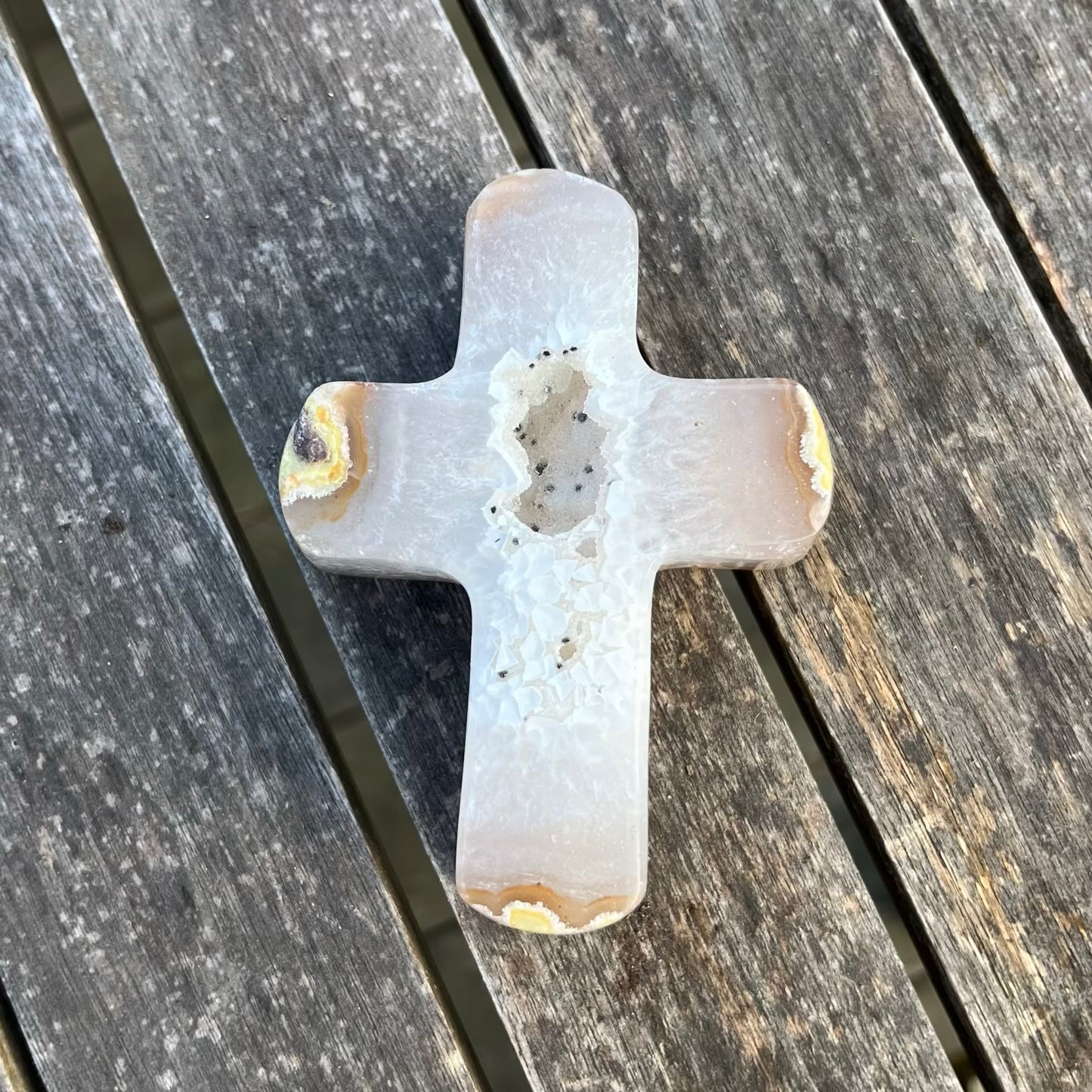 Agate Medium Cross Crystal - Grounding, Harmonising, Protective