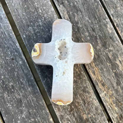 Agate Medium Cross Crystal - Grounding, Harmonising, Protective
