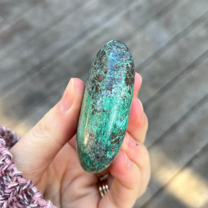 Malachite Chrysocolla Palm Stone Crystal - Positivity, Transformation