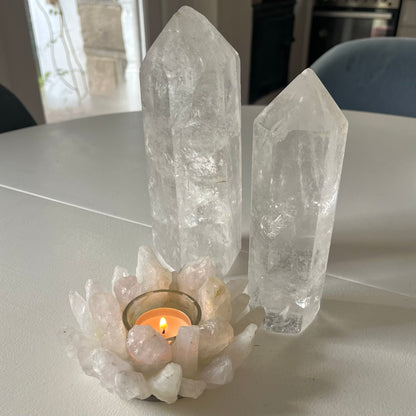 Quartz Flower Tea-light Holder - Master Healing, Positive Energy