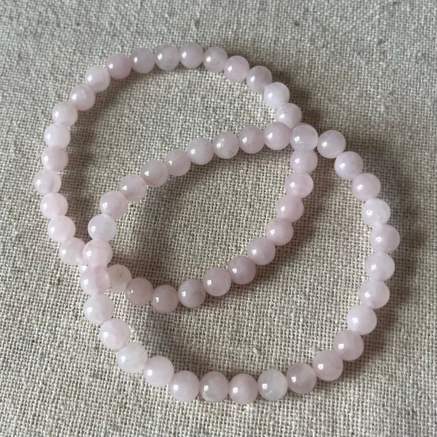Rose Quartz 6mm Beaded Bracelet - Love